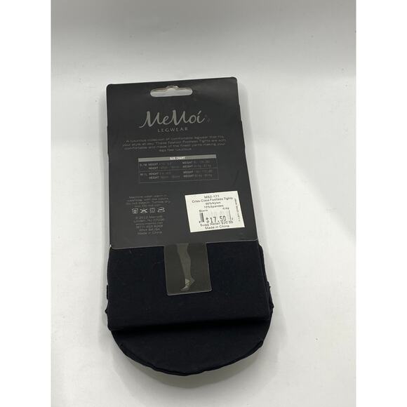 MEMOI Women's Black Solid Semi Sheer Criss-Cross Cutout Foot Tights SZ M/L - Picture 2 of 10
